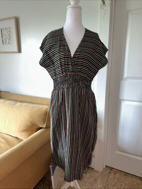 Ace & Jig - Striped V-Neck Smocked Waist Dress in Multicolor